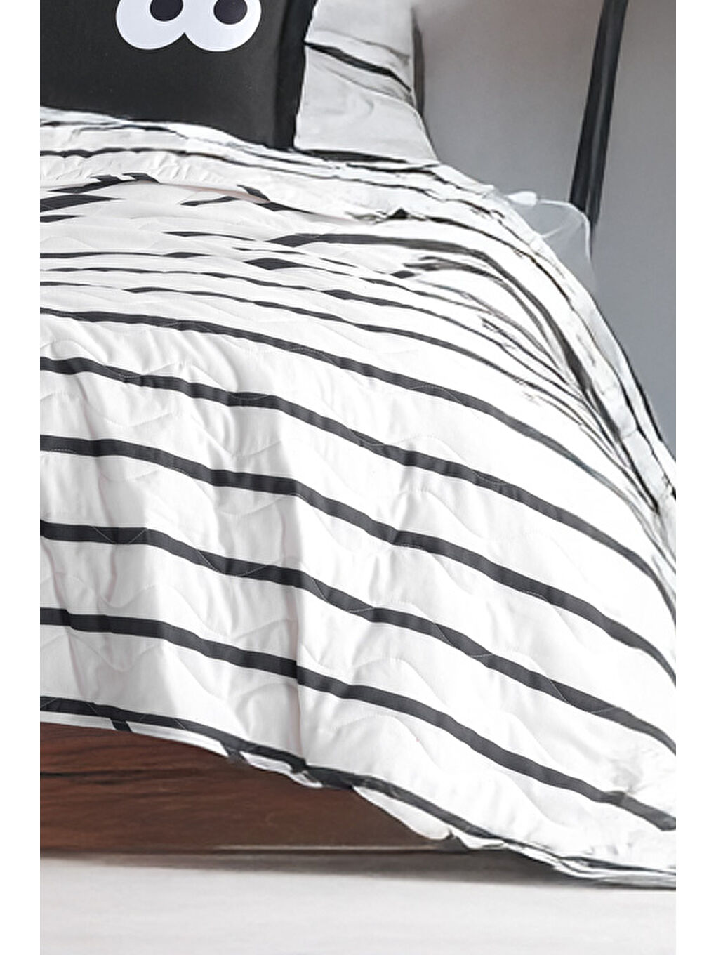 Kapitone Yatak Örtüsü Seti Çift Kişilik Funny Siyah-Kahve-2