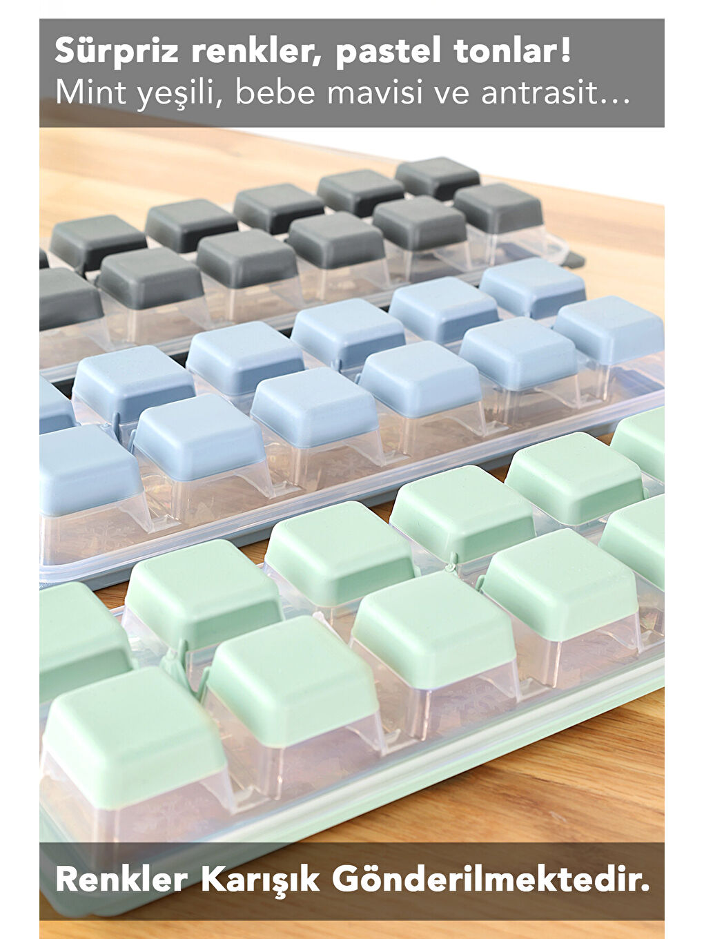 Karışık 3'lü Silikon Bas Çıkar Buzluk-3