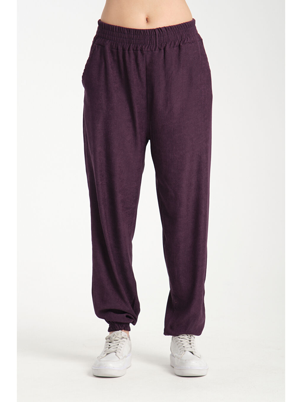 Mürdüm Kadın Bel Ve Paça Lastikli Kadın Pantolon 1022