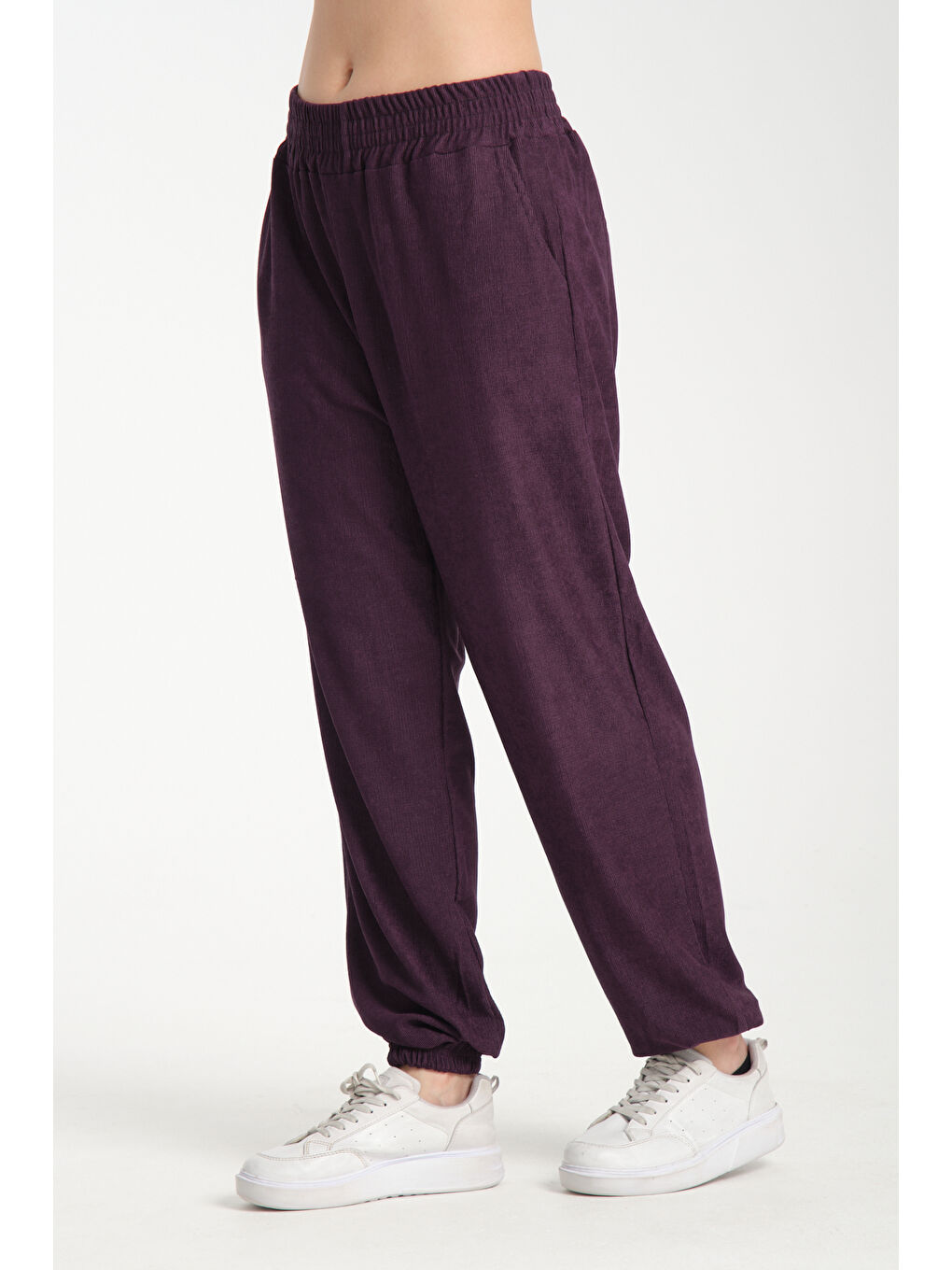 Mürdüm Kadın Bel Ve Paça Lastikli Kadın Pantolon 1022-2