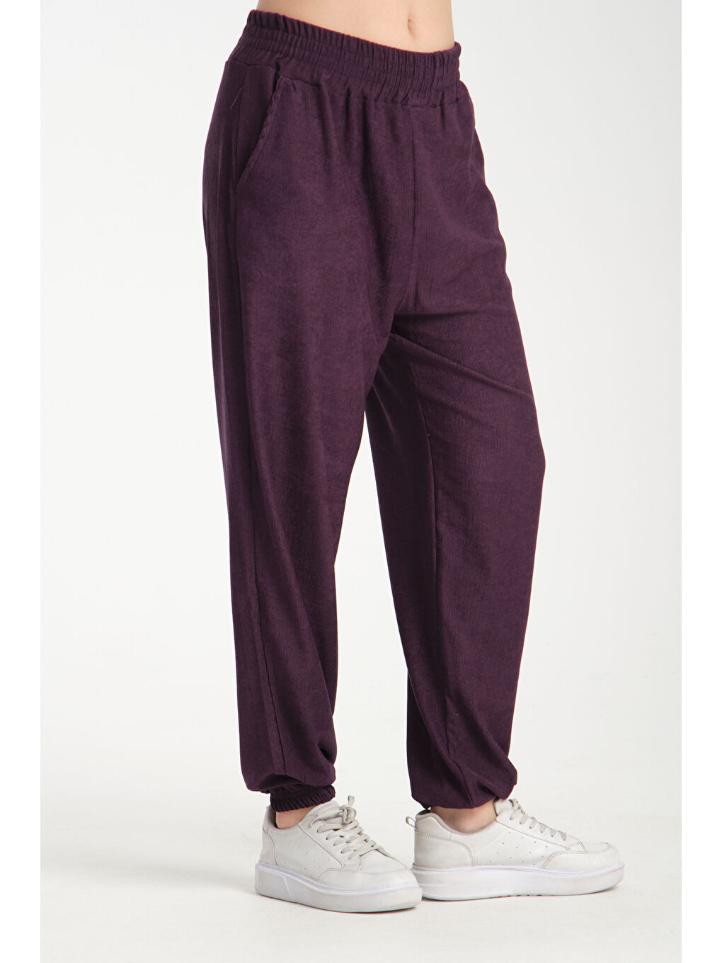 Mürdüm Kadın Bel Ve Paça Lastikli Kadın Pantolon 1022-4