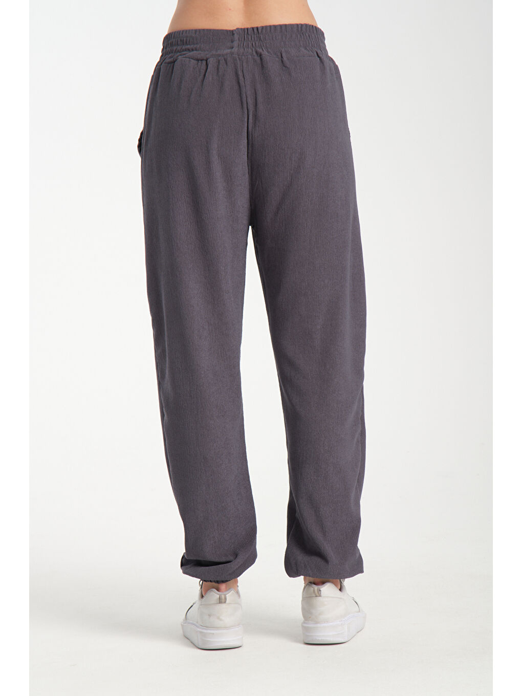 Antrasit Kadın Bel Ve Paça Lastikli Kadın Pantolon 1022-3