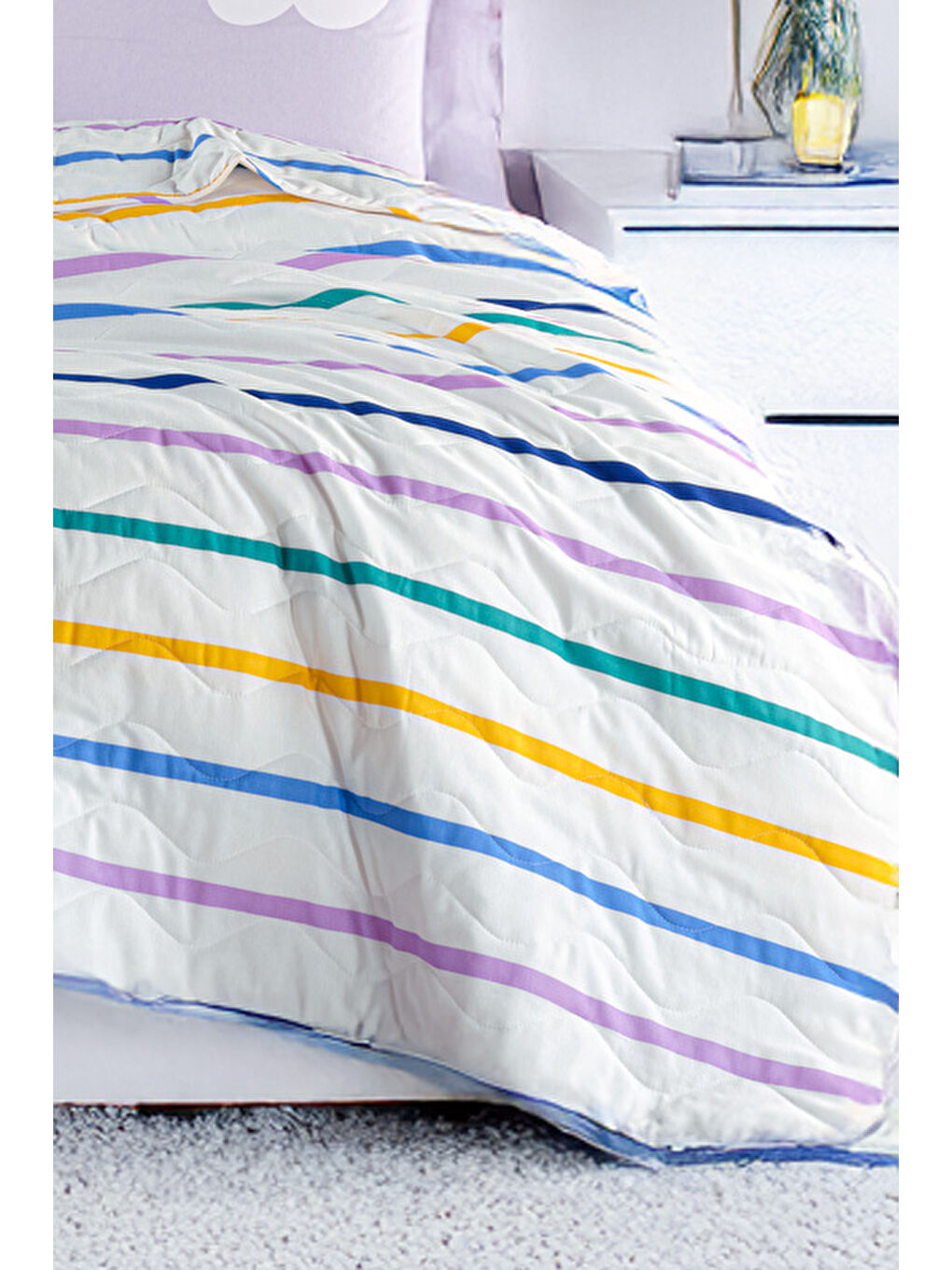 Kapitone Yatak Örtüsü Seti Çift Kişilik Funny Lila-1