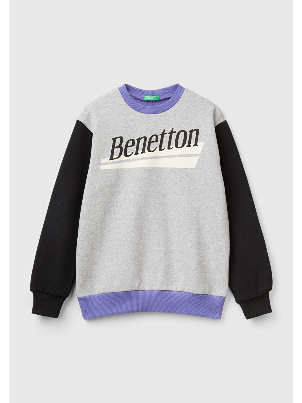 Erkek Çocuk Gri Mix Önü Logo Baskılı Ribanalı Sweatshirt