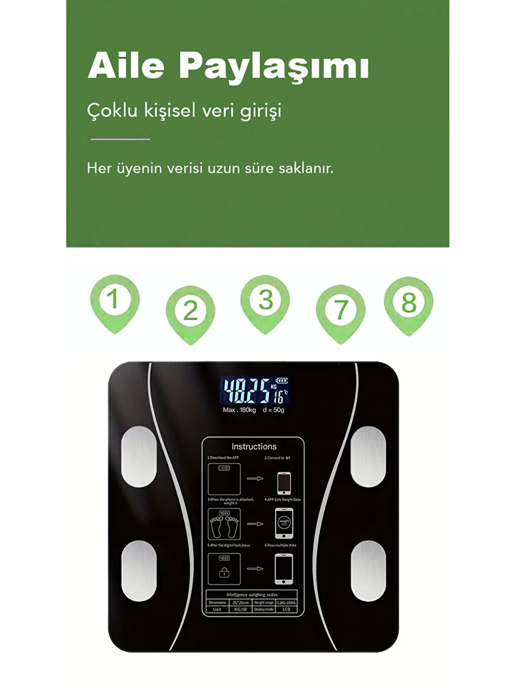 Siyah Dijital Bluetooth Baskül-1