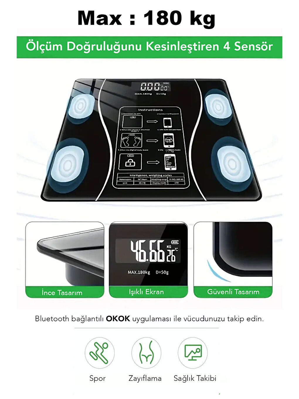 Siyah Dijital Bluetooth Baskül-2
