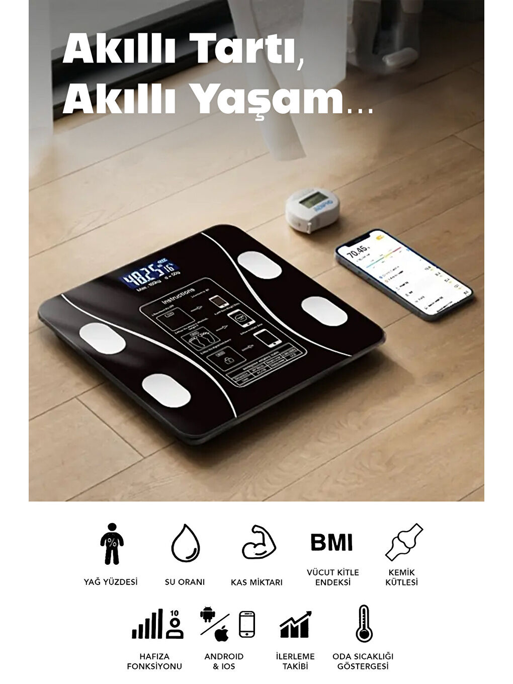 Siyah Dijital Bluetooth Baskül-3