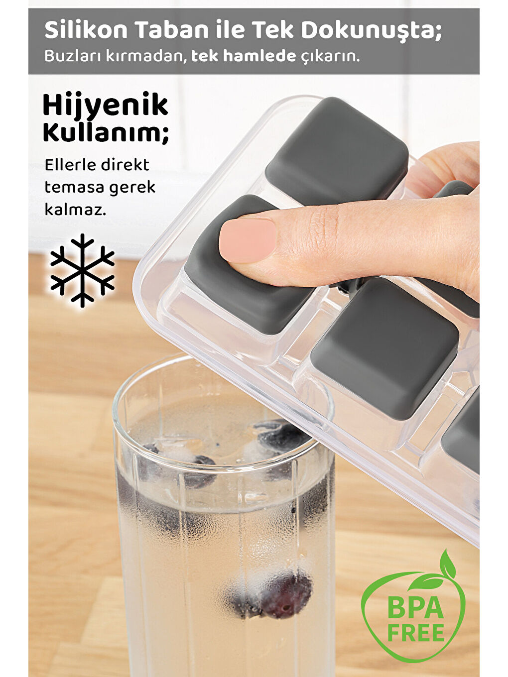 Gri 3 Adet Silikon Bas Çıkar Buzluk-1