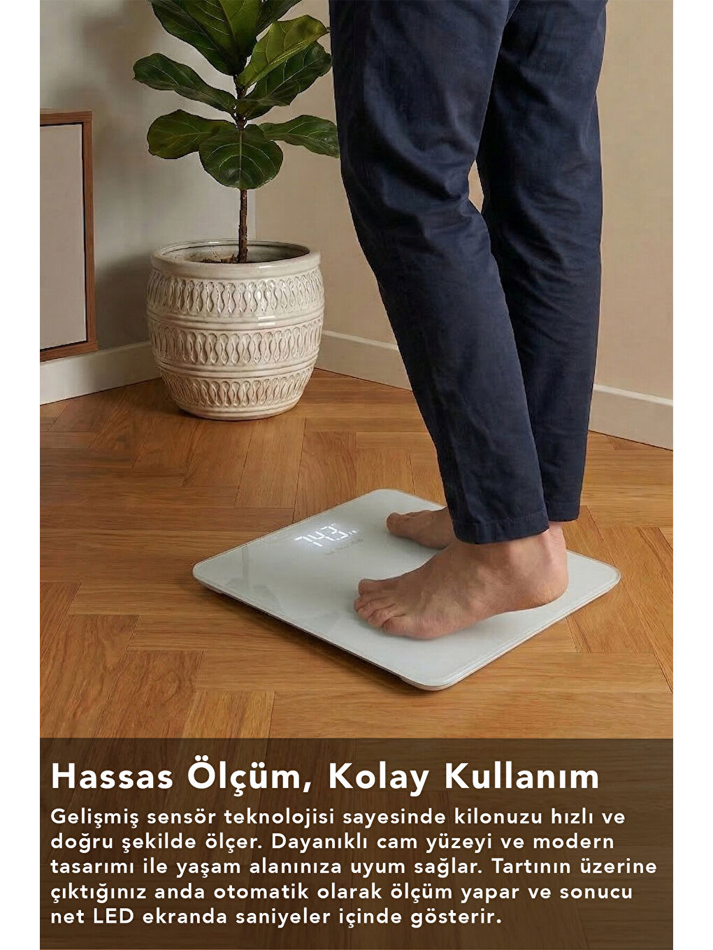 Beyaz LED Ekran Cam Dijital Baskül-1