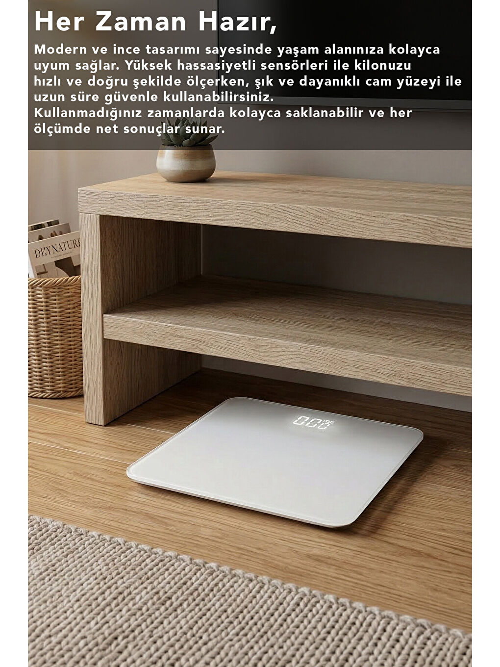 Beyaz LED Ekran Cam Dijital Baskül-2