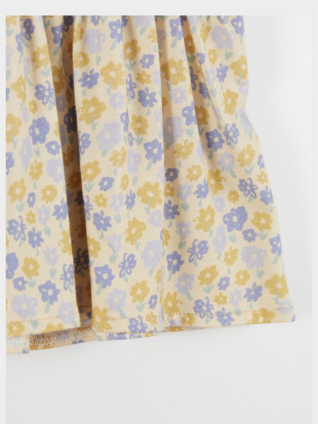 Ekru Kız Bebek Baskılı ve Çiçekli Kısa Kol Elbise-3