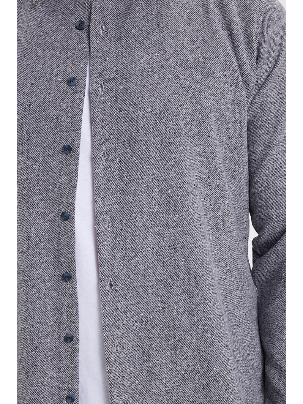 Gri Erkek Slim Fit Dar Kesim Uzun Kollu Düz Kışlık Oduncu Gömlek-4