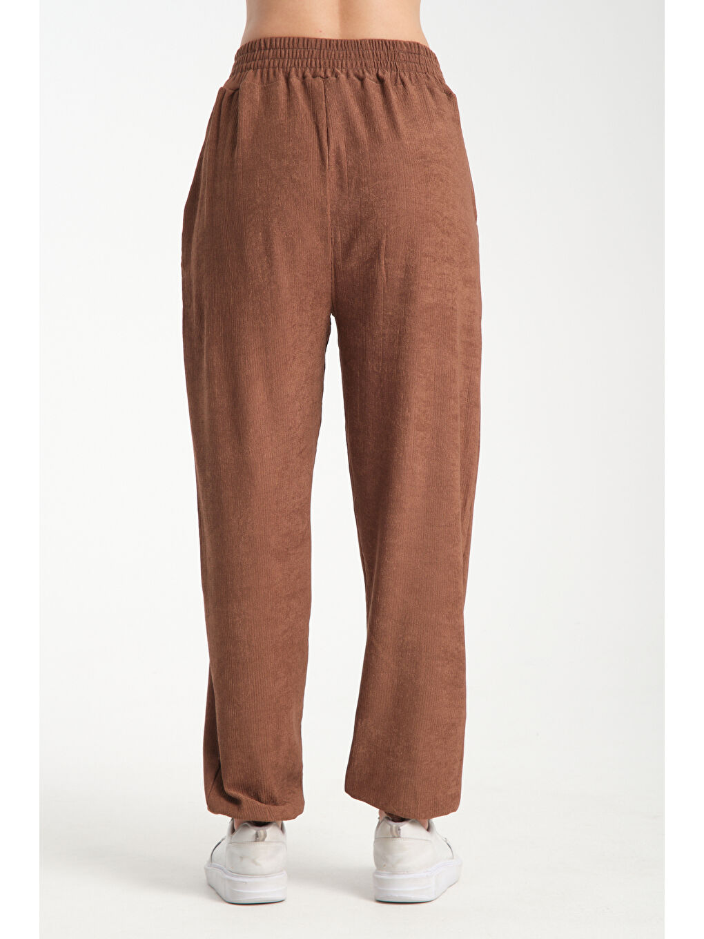 Kahverengi Kadın Bel Ve Paça Lastikli Kadın Pantolon 1022-3