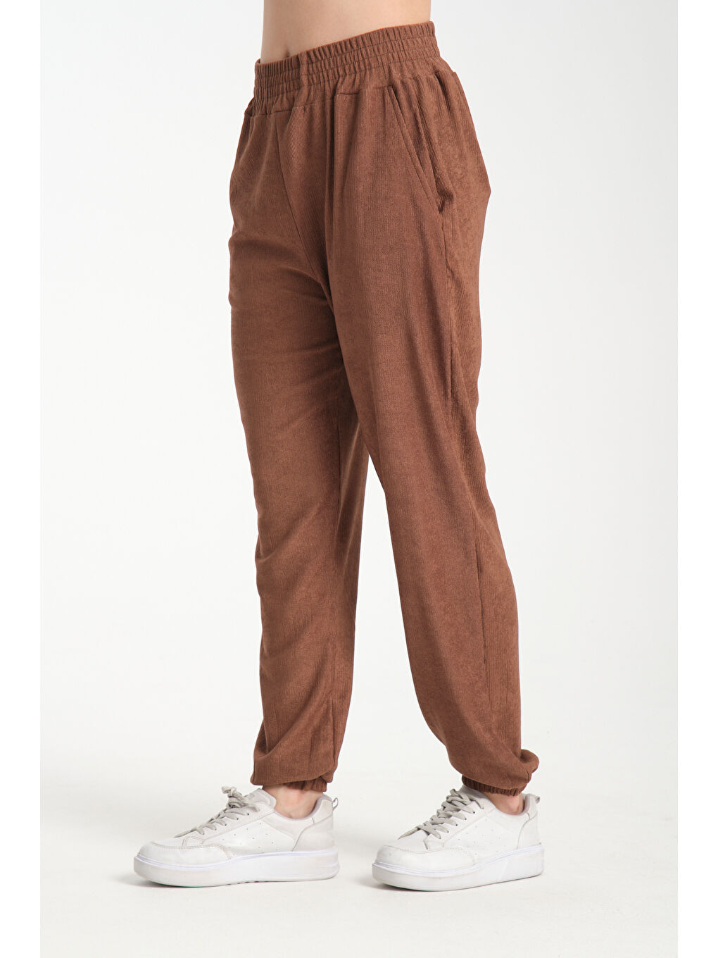 Kahverengi Kadın Bel Ve Paça Lastikli Kadın Pantolon 1022-4