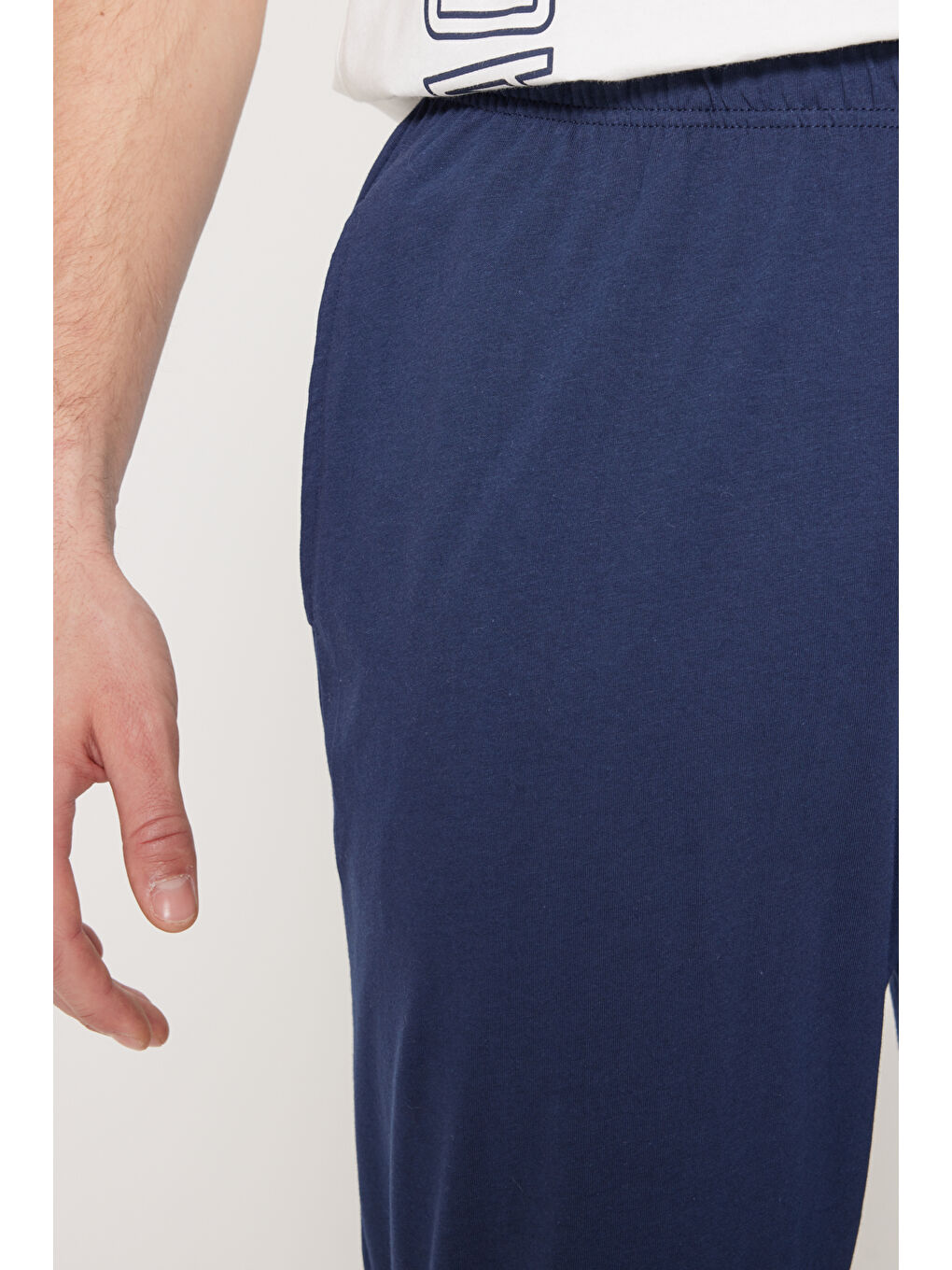 Erkek Ekru Standart Fit Normal Kesim %100 Pamuk Baskılı Bisiklet Yaka Pijama Takımı-8