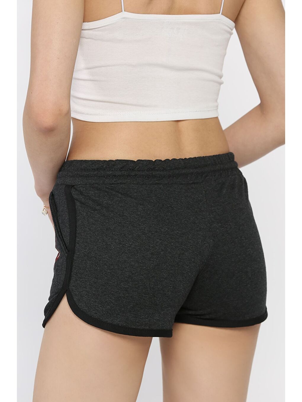 Antrasit Baskılı Kadın Mini Şort-2