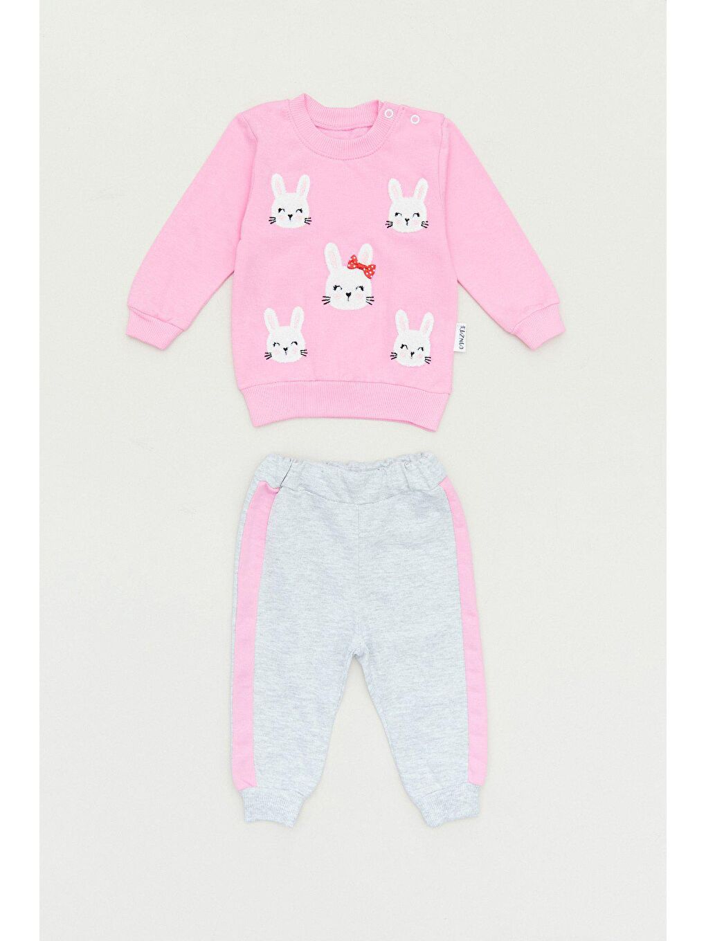 Pembe Tavşan Nakışlı Kız Çocuk Takım
