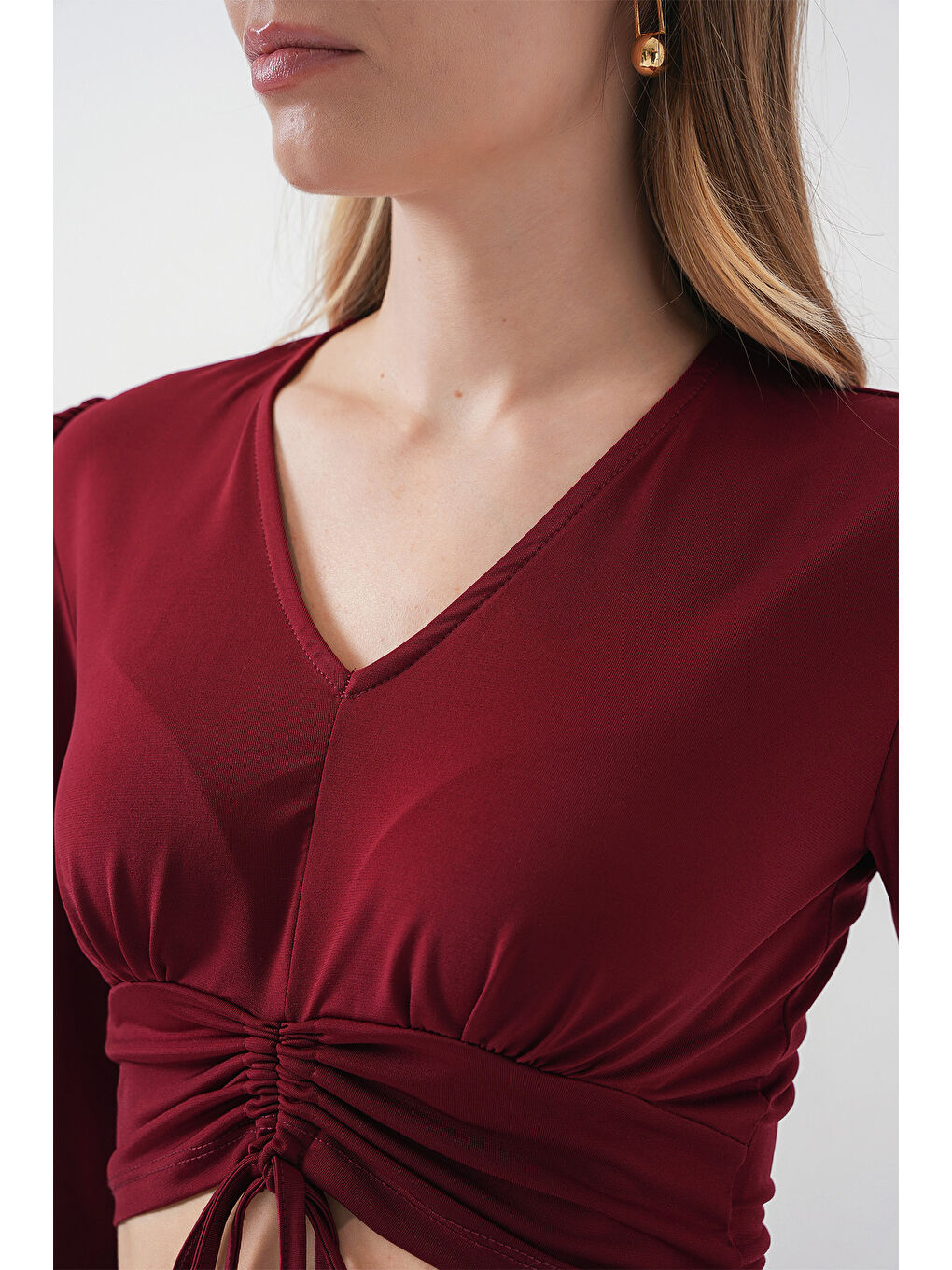 936 Sandy Crop Bluz - Bordo-5