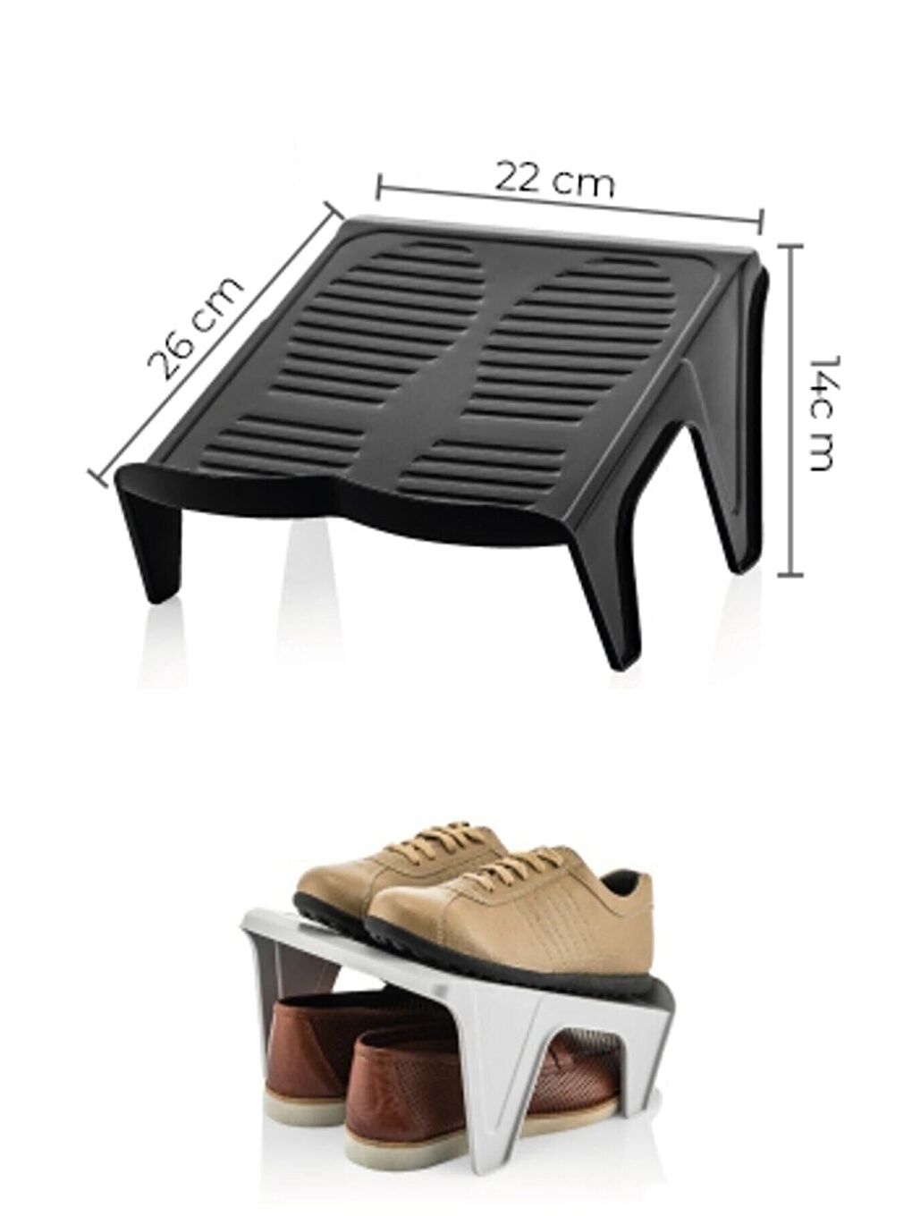 Siyah 20 Adet Çiftli Ayakkabı Düzenleyici Rampa-1