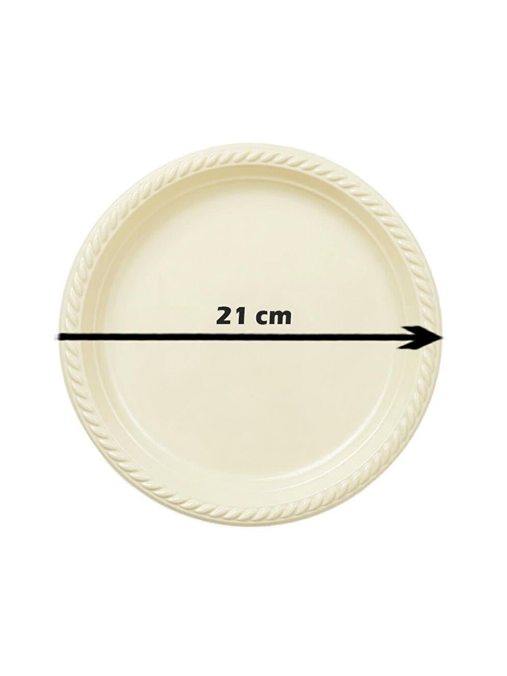 Ekru Plastik Tabak Doğum Günü Parti Tabağı Krem 21 cm 25'li-1