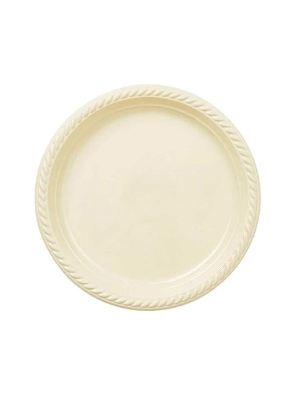 Ekru Plastik Tabak Doğum Günü Parti Tabağı Krem 21 cm 25'li-2