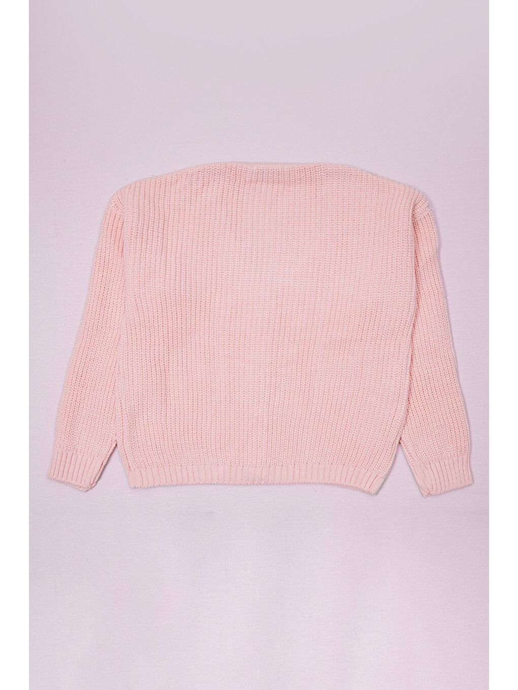 Pembe Basic V Yaka Düğmeli Kız Çocuk Triko Hırka-2