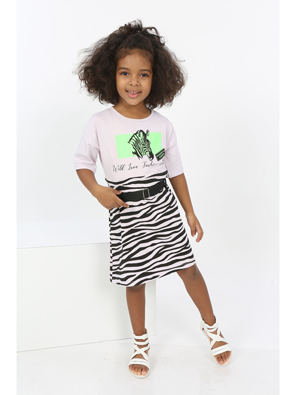 Toontoykids Açık Lila Kız Çocuk Zebra Baskılı Elbise - 2