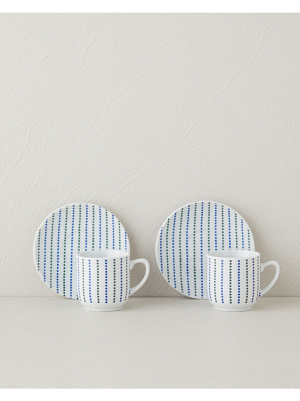 Anchor Porselen Kahve Fincan Takımı 4 Parça 2 Kişilik Mavi-Yeşil-1