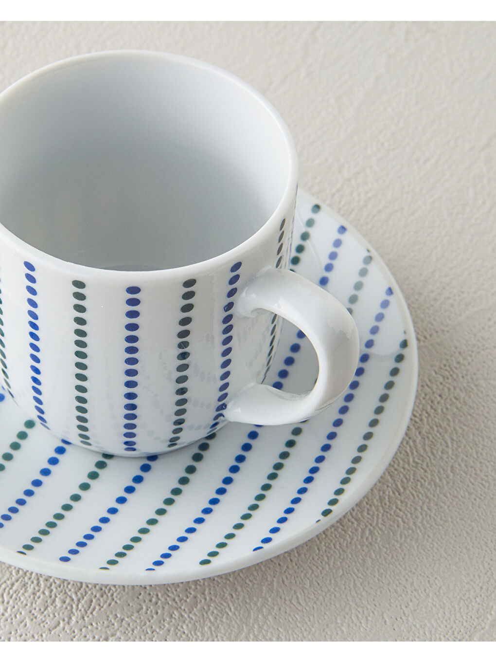 Anchor Porselen Kahve Fincan Takımı 4 Parça 2 Kişilik Mavi-Yeşil-3
