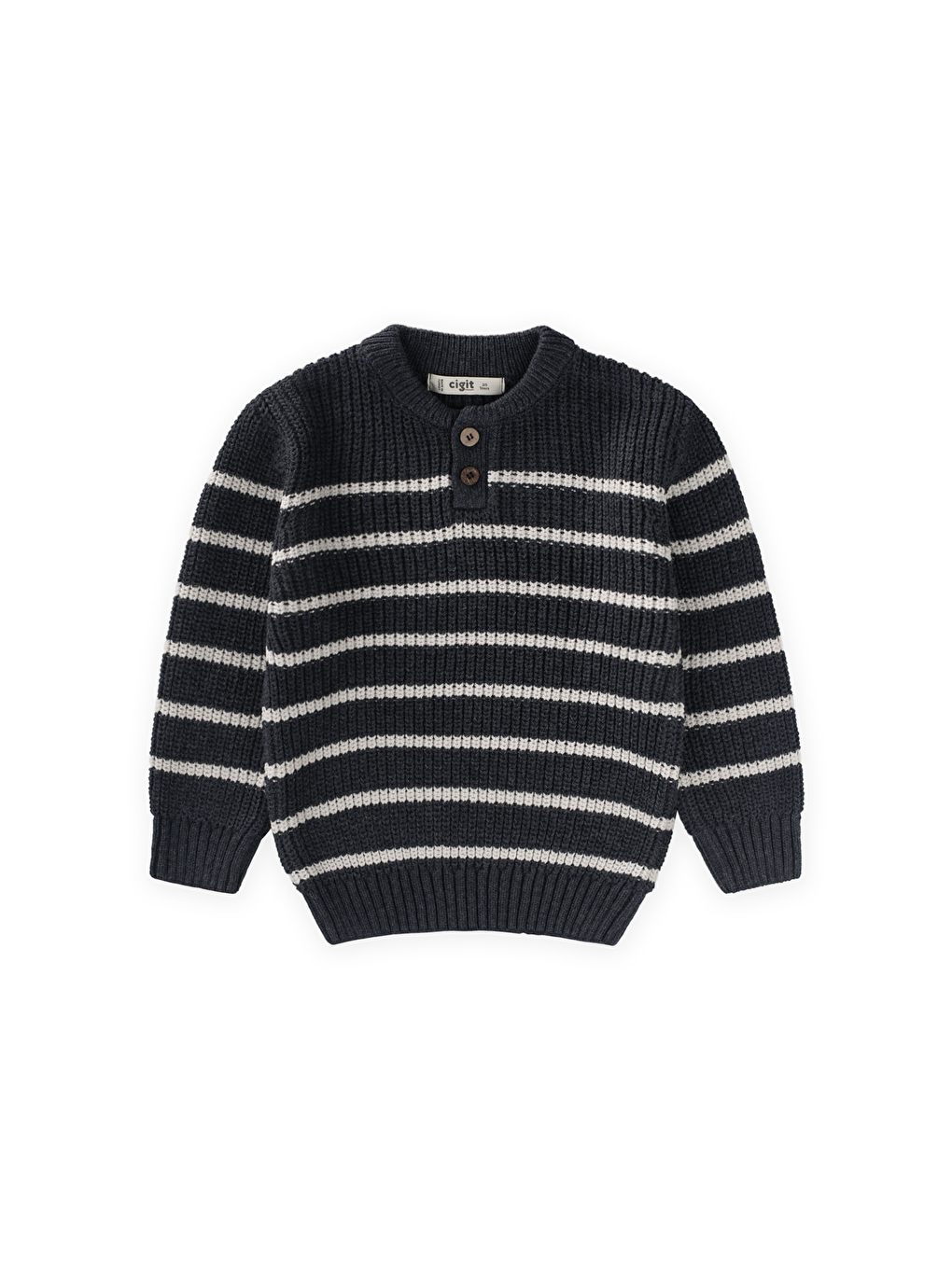 Çizgili Triko Kazak 2-8 Yaş Antrasit