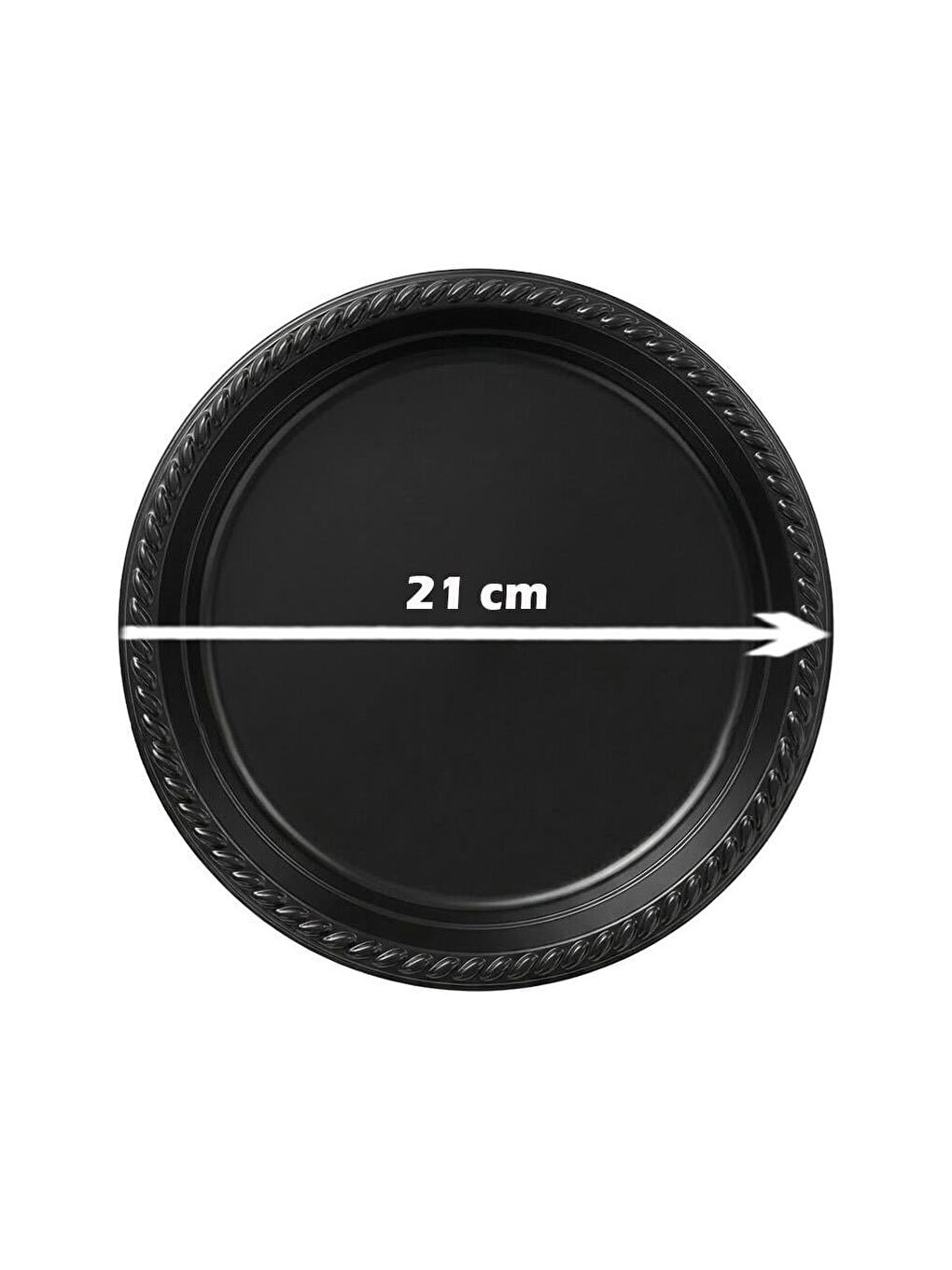 Plastik Tabak Doğum Günü Parti Tabağı Siyah 21 cm 25'li-1