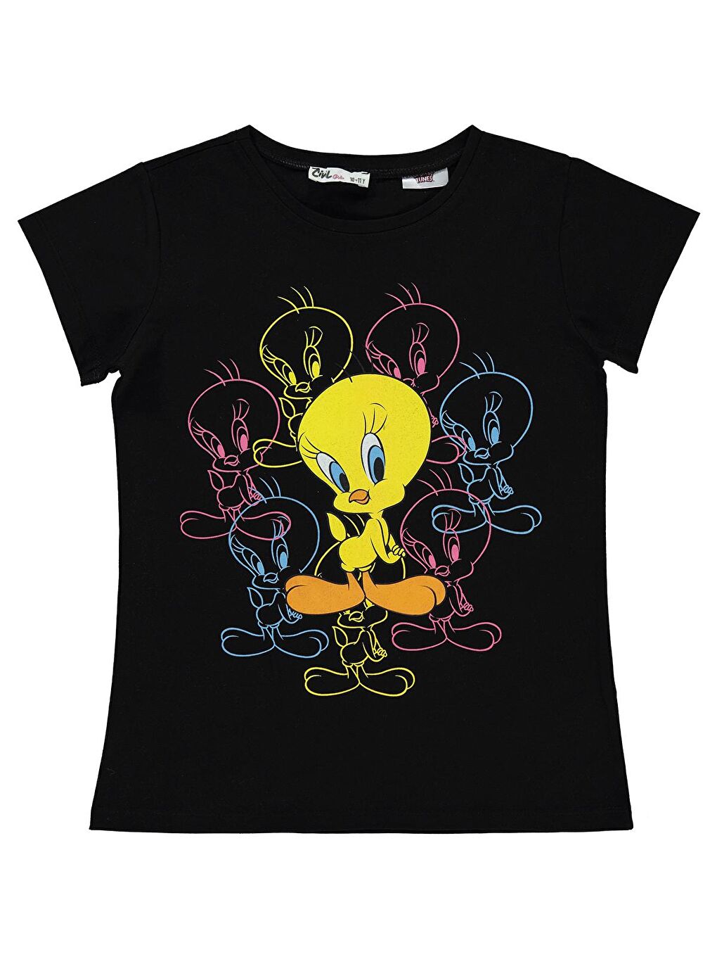 Tweety Kız Çocuk Tişört 10-13 Yaş Siyah
