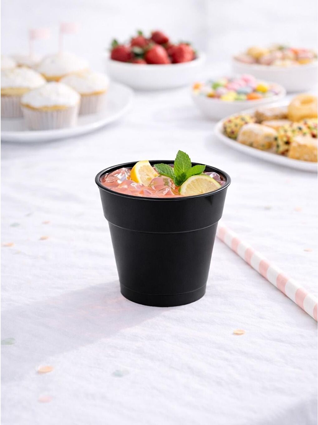 Kristal Plastik Bardak Meşrubat Bardağı Siyah 25'li