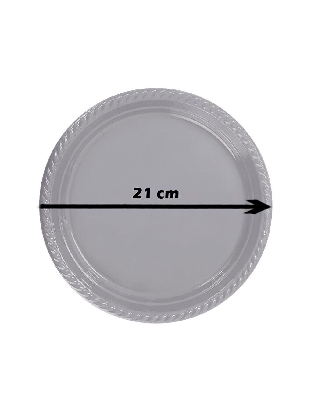 Gri Plastik Tabak Doğum Günü Parti Tabağı Gümüş 21 cm 25'li-1