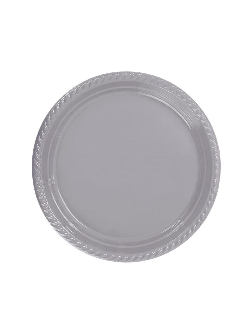 Gri Plastik Tabak Doğum Günü Parti Tabağı Gümüş 21 cm 25'li-2