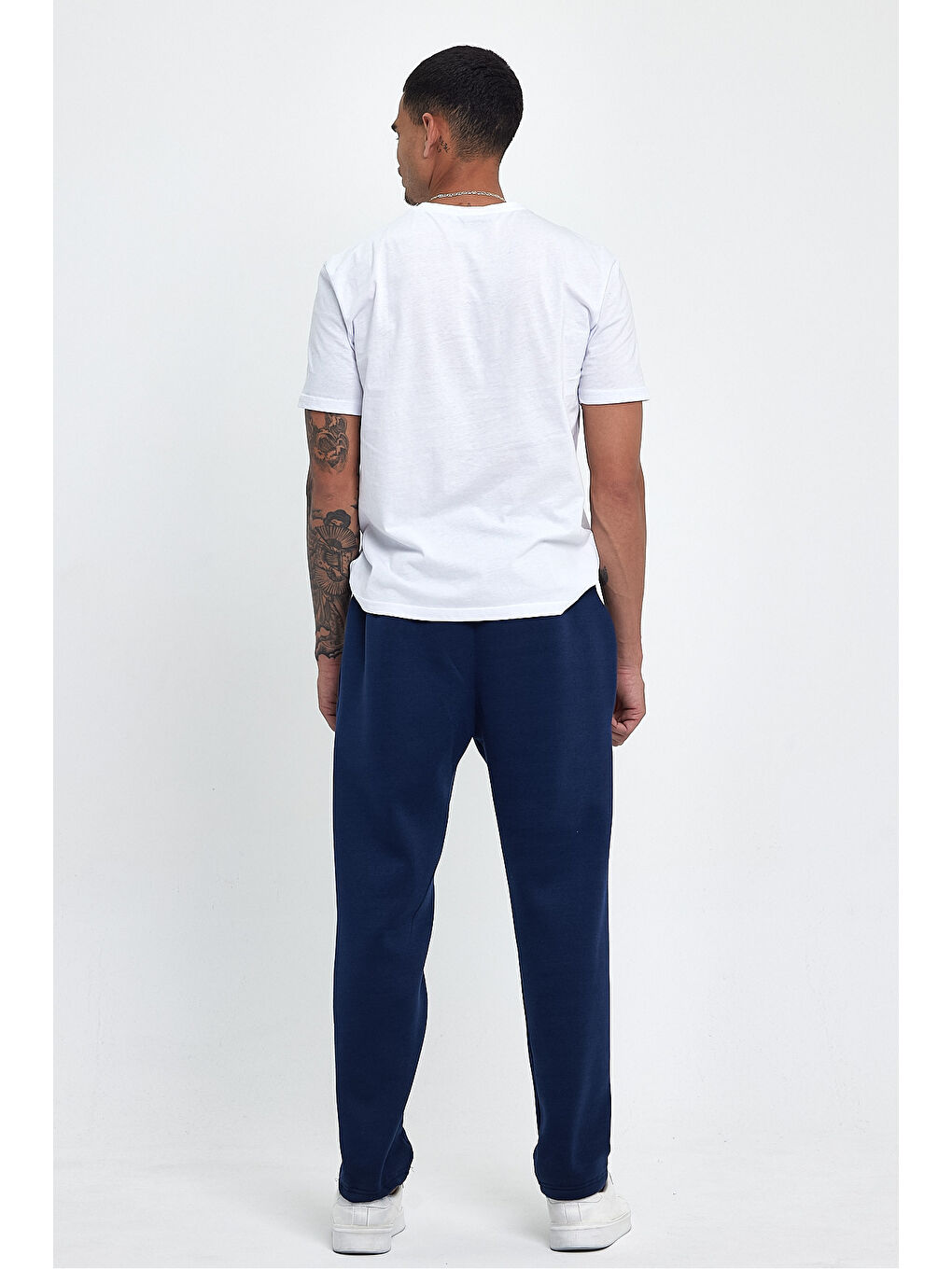 Lacivert Erkek İçi Polarlı 3 iplik Kalın New York Baskılı Eşofman Altı SPR25EA97-1