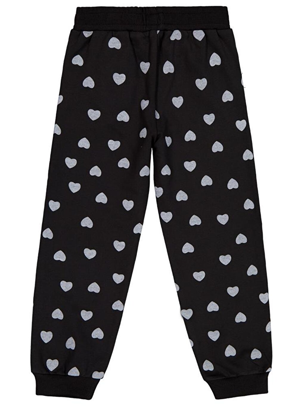 Siyah Girls Kalp Baskılı 6-9 Yaş Eşofman Altı-1