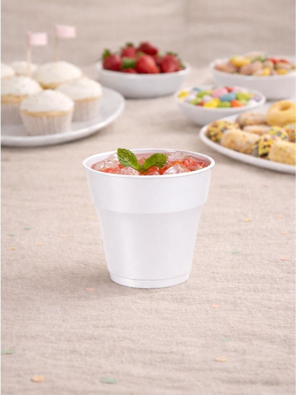 Kristal Plastik Bardak Meşrubat Bardağı Beyaz 25'li