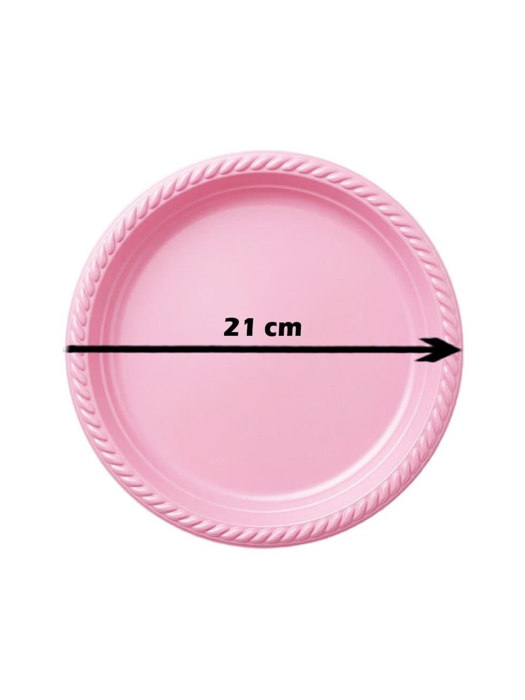 Plastik Tabak Doğum Günü Parti Tabağı Pembe 21 Cm 25'li-2