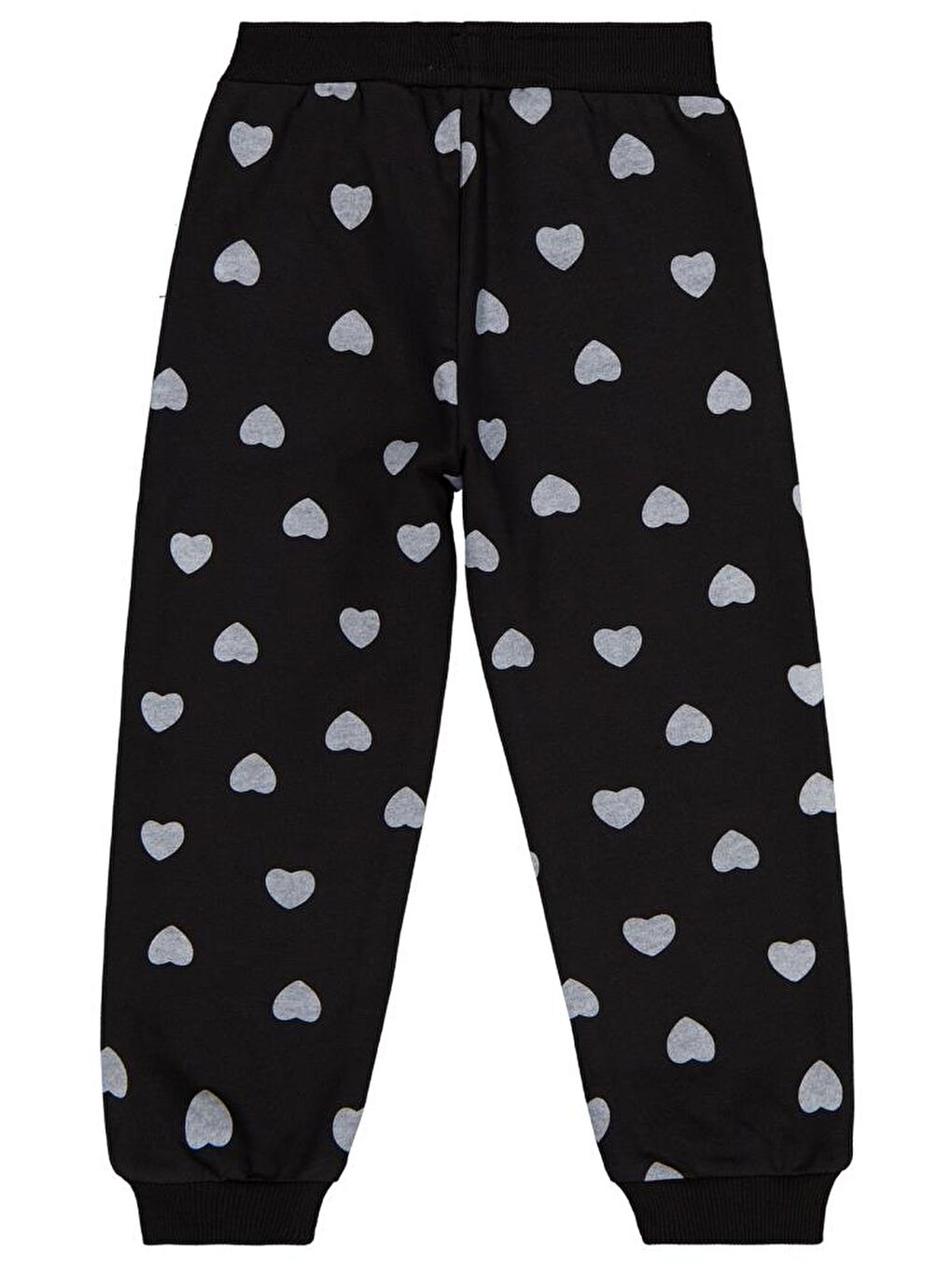 Siyah Girls Kalp Baskılı 2-5 Yaş Eşofman Altı