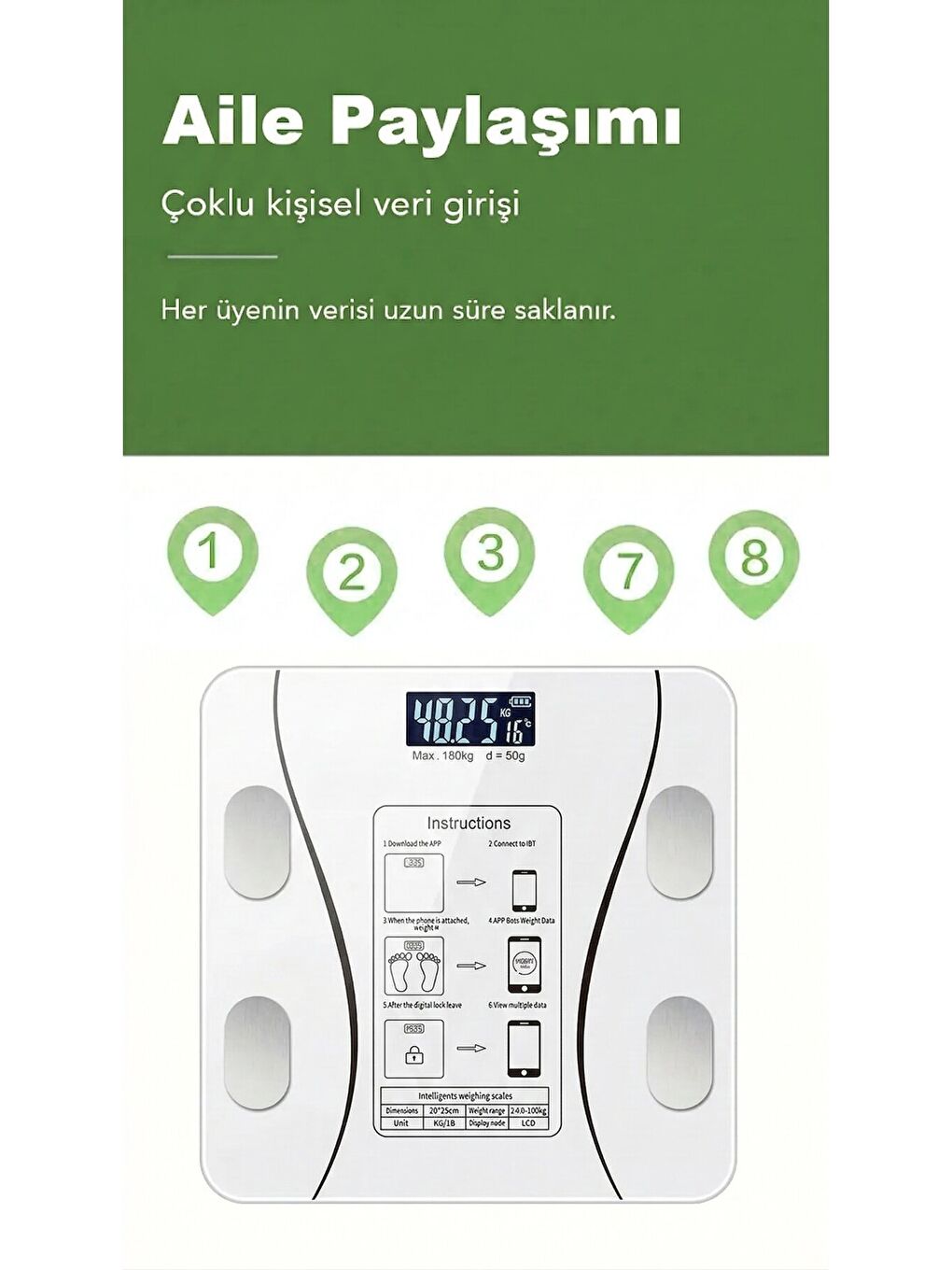Beyaz Dijital Bluetooth Baskül-1