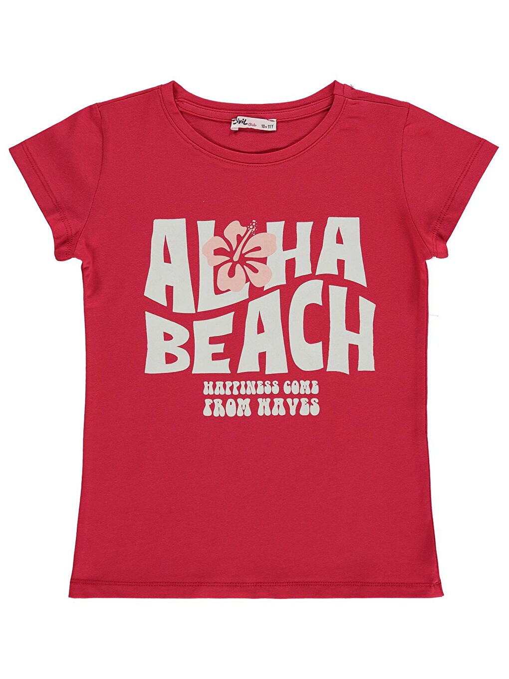 Girls Aloha Beach Baskılı 10-13 Yaş Tişört - Kırmızı