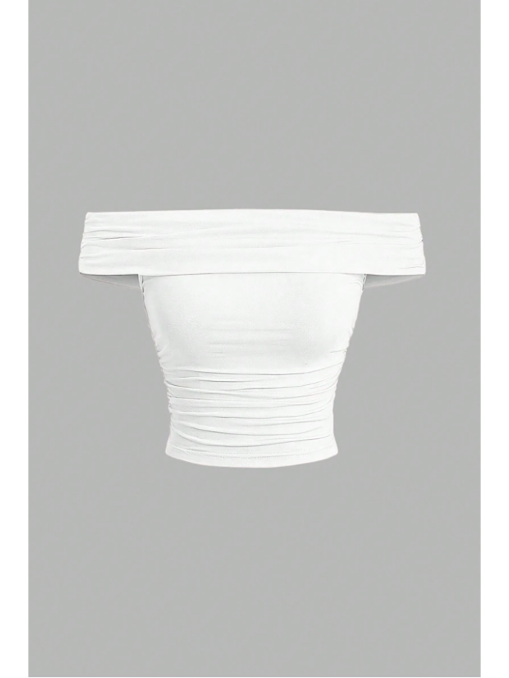 Kadın Beyaz Madonna Yaka Esnek Fit Bluz - Omuz Açık Vücudu Saran Üst