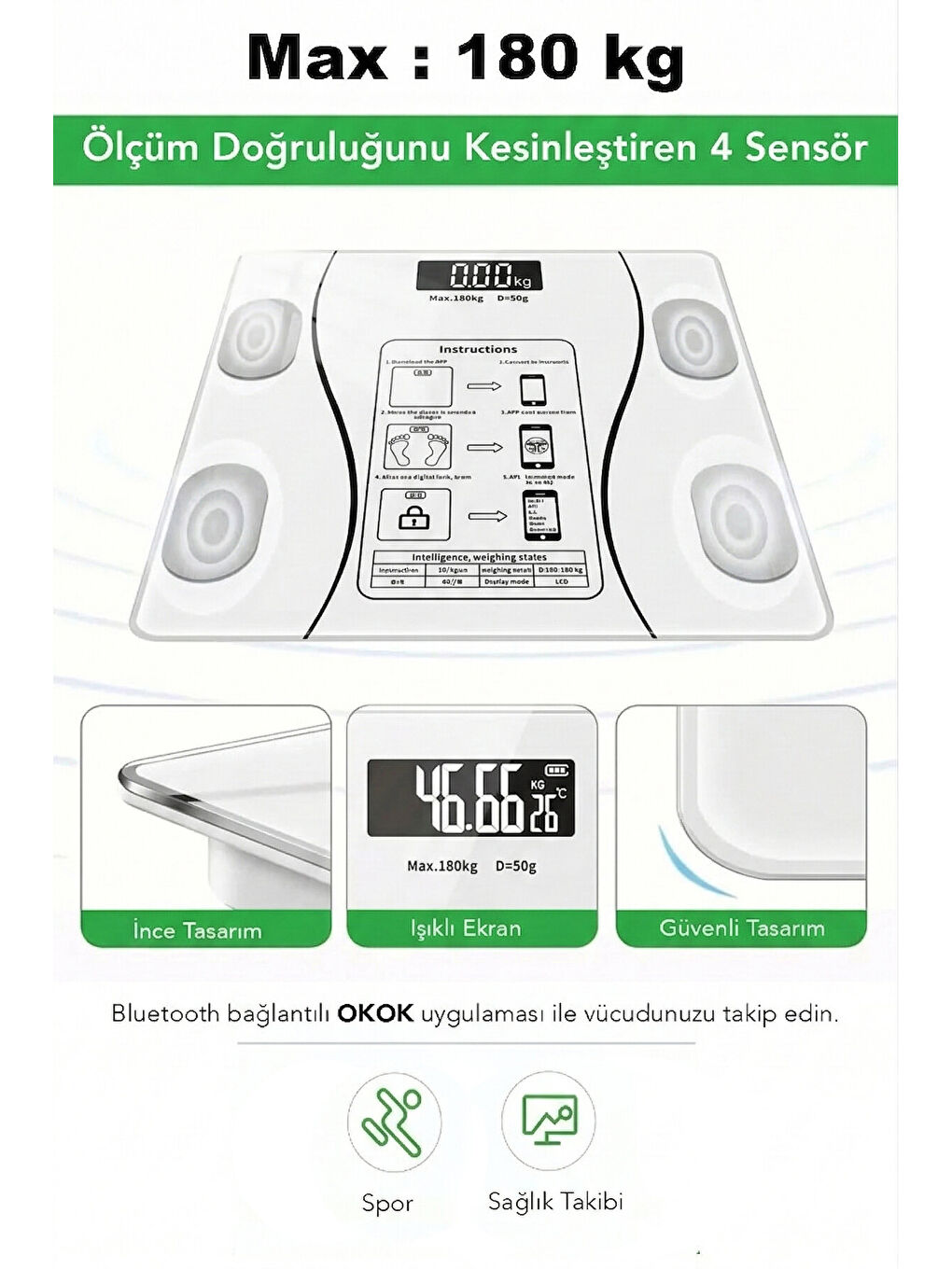 Beyaz Dijital Bluetooth Baskül-2