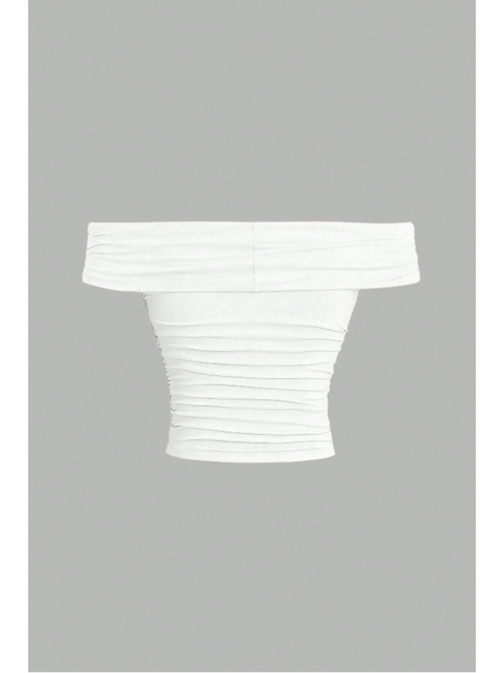 Kadın Beyaz Madonna Yaka Esnek Fit Bluz - Omuz Açık Vücudu Saran Üst-3