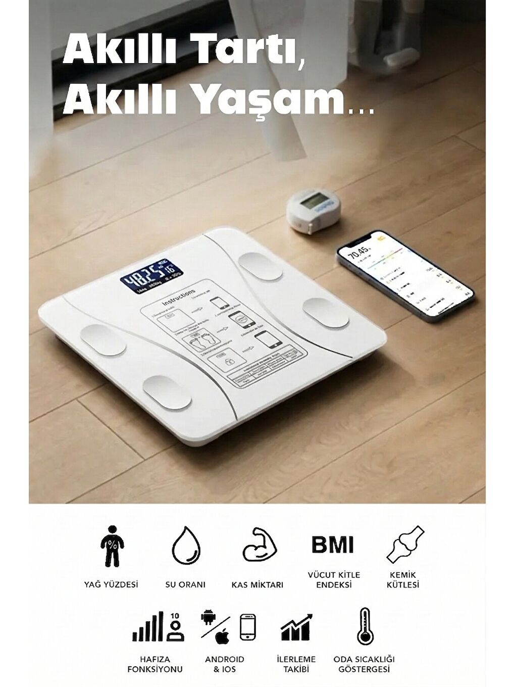 Beyaz Dijital Bluetooth Baskül-3