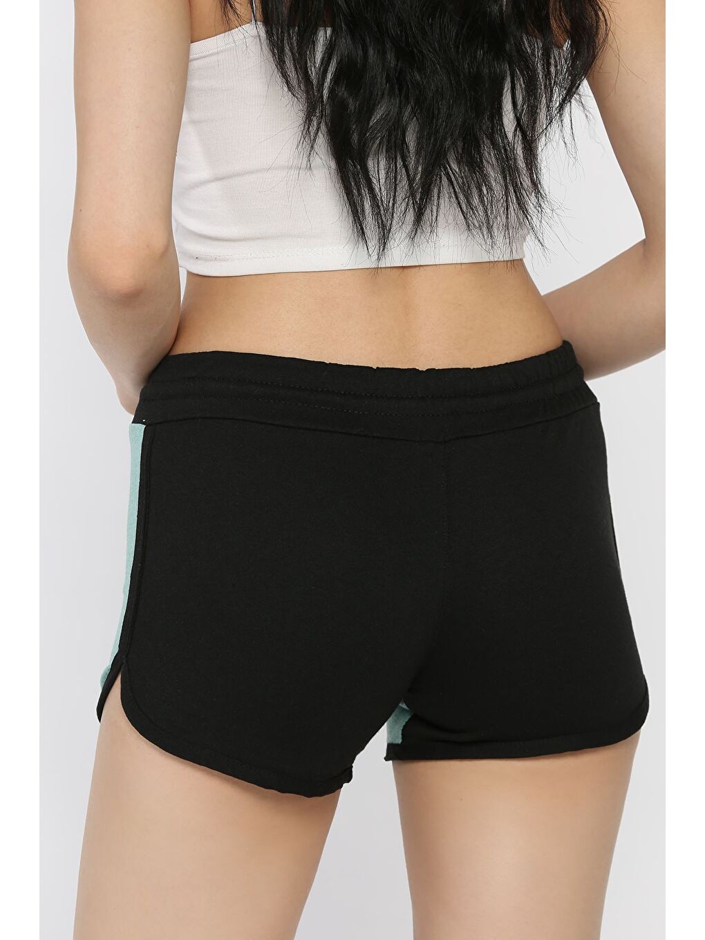 Yeşil Kadın Biyeli Baskılı Mini Şort-2