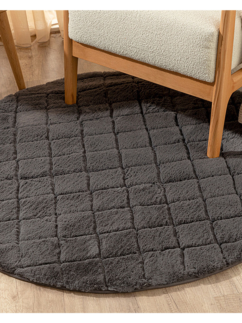 Soft Touch Rabbit Pelüş Halı Antrasit-2
