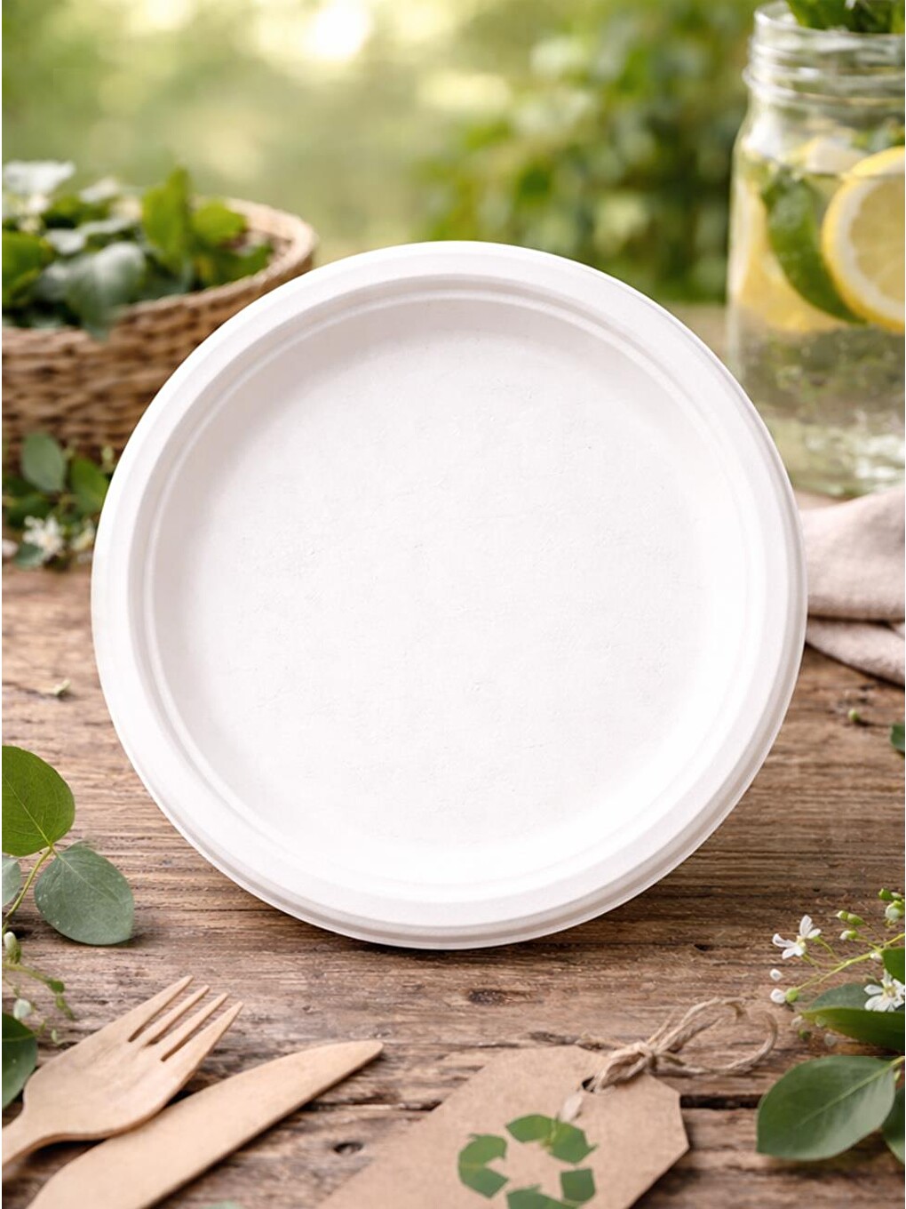 Beyaz Doğa Dostu Karton Tabak  – Geri Dönüştürülebilir Parti Tabağı 26 cm 25'li