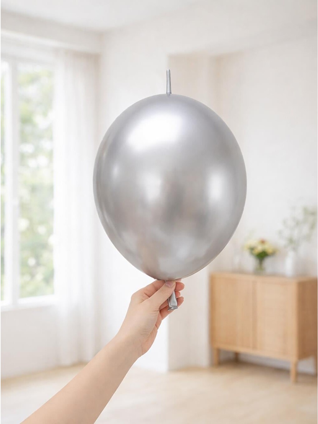 Gri K-Link Krom Kalisan Balon Parlak Parti Balonu - Gümüş 12 inc 50'li